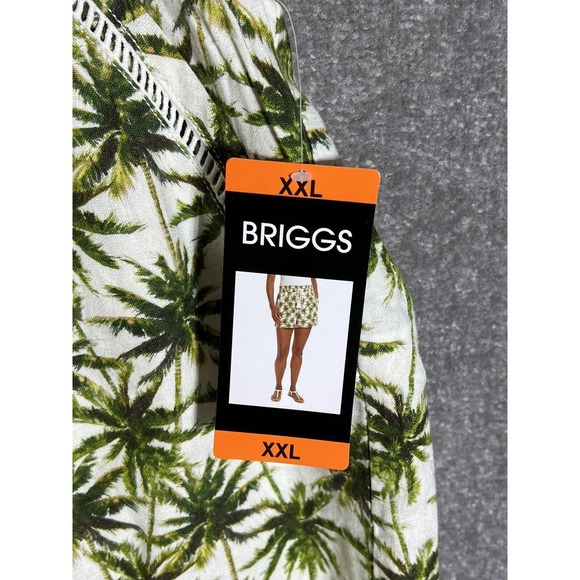 Briggs Elastic Waist Linen Blend Shorts Womens XXL Green Palm Tree Pockets NWT - Picture 5 of 14